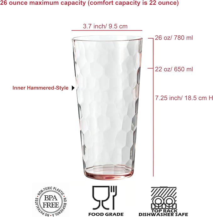KOXIN-KARLU Mixed Drinkware 26-ounce Plastic Tumbler Acrylic Water Glasses - Image 2