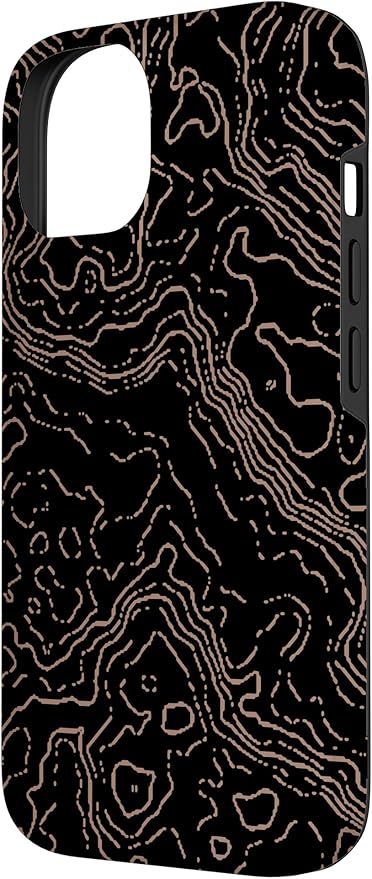 Topography Black & Brown Abstract Pattern Topographic Map Case - Image 2