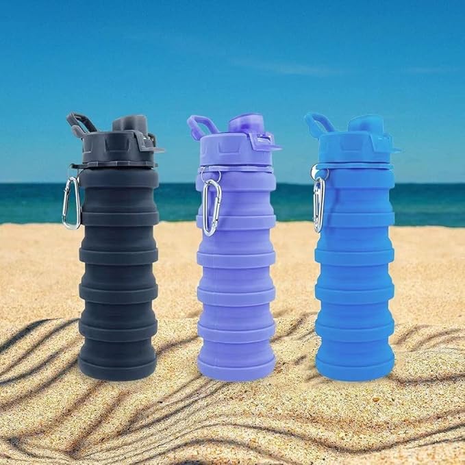Collapsible Water Bottles 3 Pack Silicone Water Bottle - Image 7