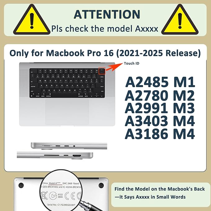 Case for New MacBook Pro 16 inch M5 M4 M3 M2 M1 Pro/Max 2026 2025-2021 Release - Image 2
