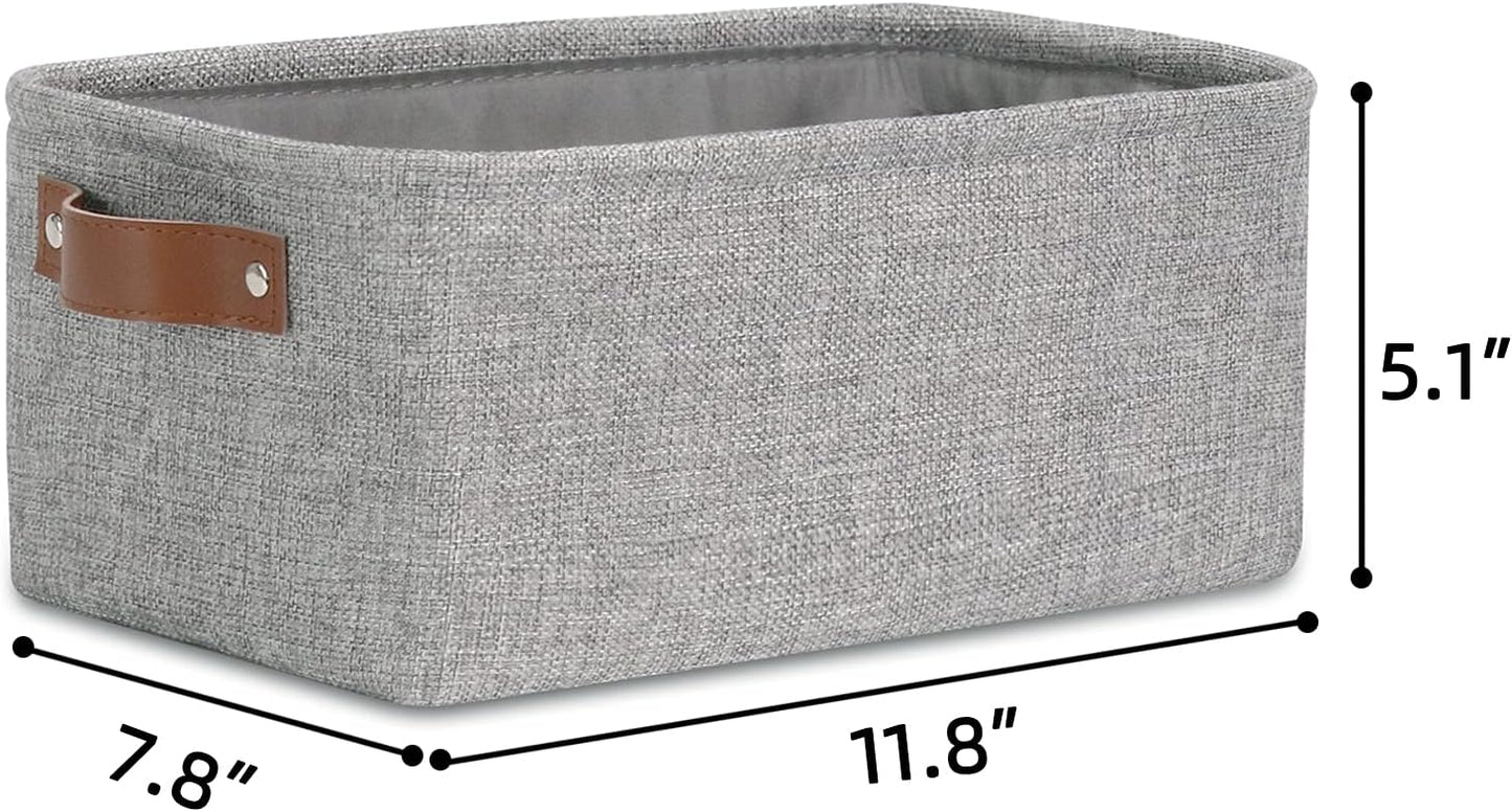 DULLEMELO Small Collapsible Fabric Basket for Organizing, Shelves, Closets, Laundry, Nursery, Decorative Gift Basket (Gray)