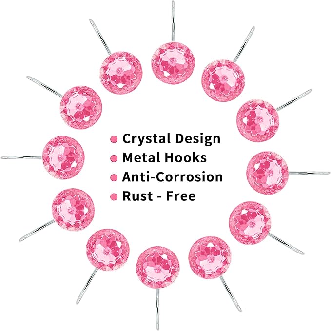 MitoVilla Pink Shower Curtain Hooks Rings, Metal Shower Hooks - Image 4