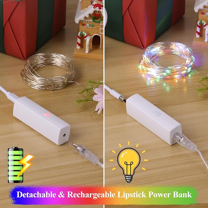 Lakumu 32FT Fairy Lights Battery Operated String Lights, Rechargeable Twinkle - Image 3