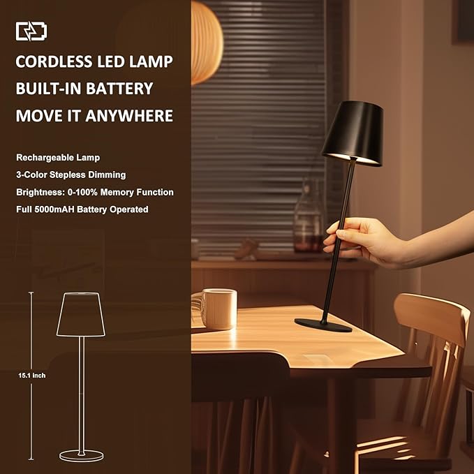 Kakanuo Cordless Table Lamps Pack of 4, Portable LED Battery Operated Lamp - Image 4