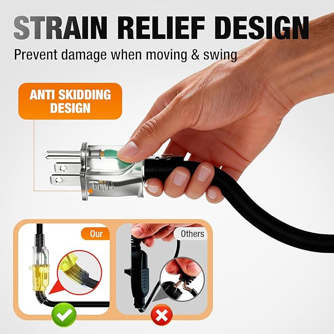 Outdoor Extension Cord 15 FT Waterproof, 12/3 Gauge Heavy Duty 3 Prong Power - Image 5