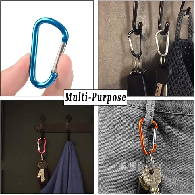 Carabiner Keychain Clip -3" Aluminum Carabiner D Ring, Caribeener Clips - Image 5