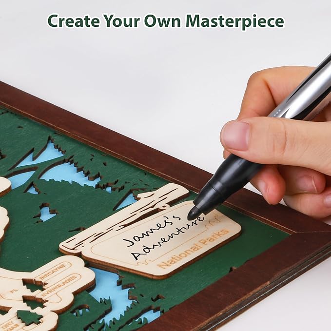 Wooden US National Parks Map Travel Tracker – 3-Layer Framed Wall Art - Image 4