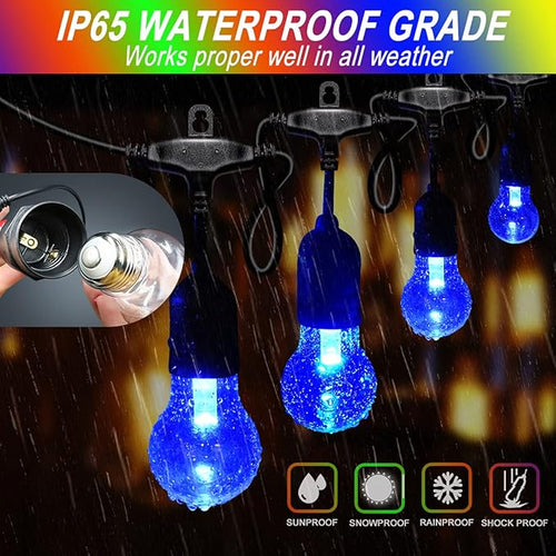 96FT Solar Outdoor String Lights, 30 Shatterproof Edison Bulbs, Dimmable Color - Image 2