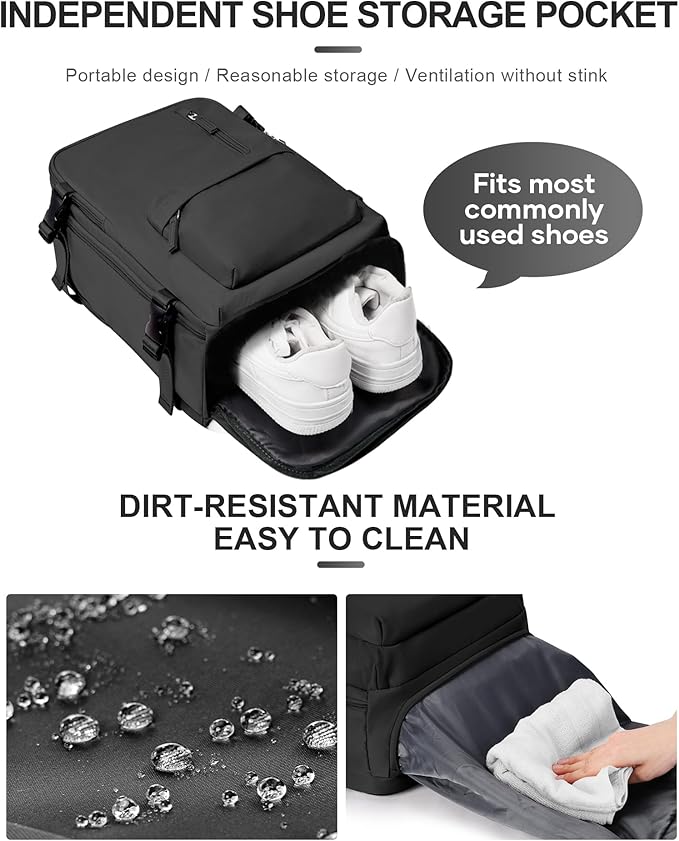 WONHOX Large Travel Backpack Carry on Flight Approved Laptop Work Business - Image 6