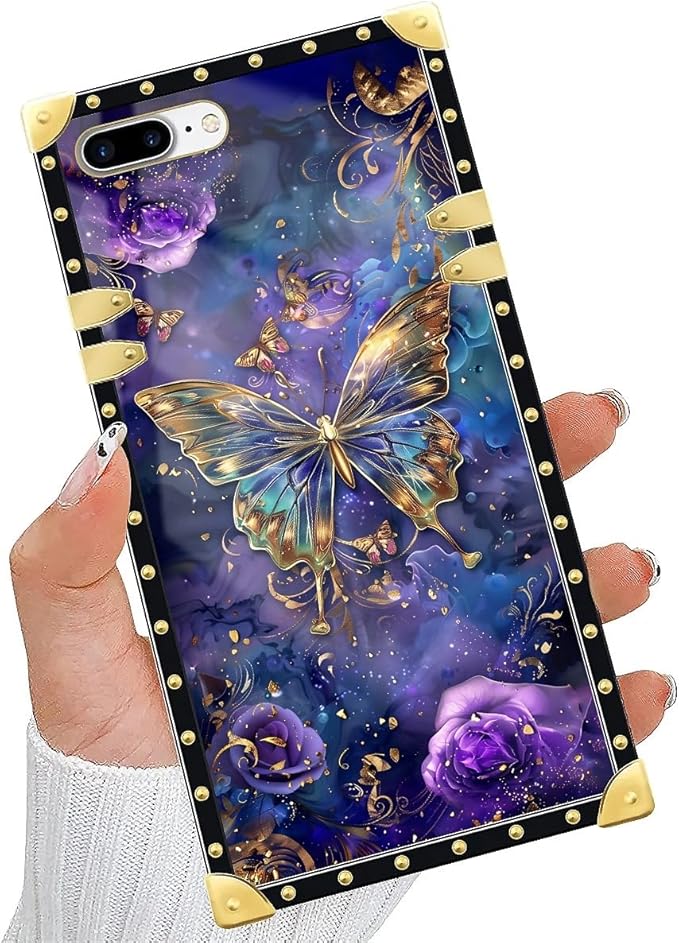 Compatible with iPhone 8 Plus 7 Plus Case, Glistening Golden Butterfly Vibrant - Image 5