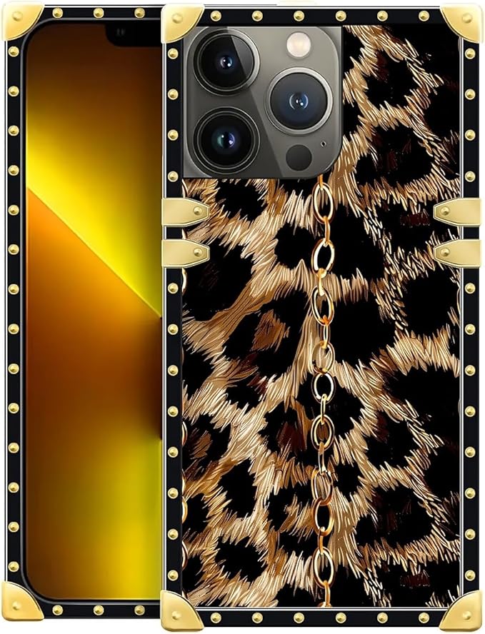 Compatible with iPhone 13 Pro Case, Seamless Gold Chain Leopard Luxury Golden by Unknown