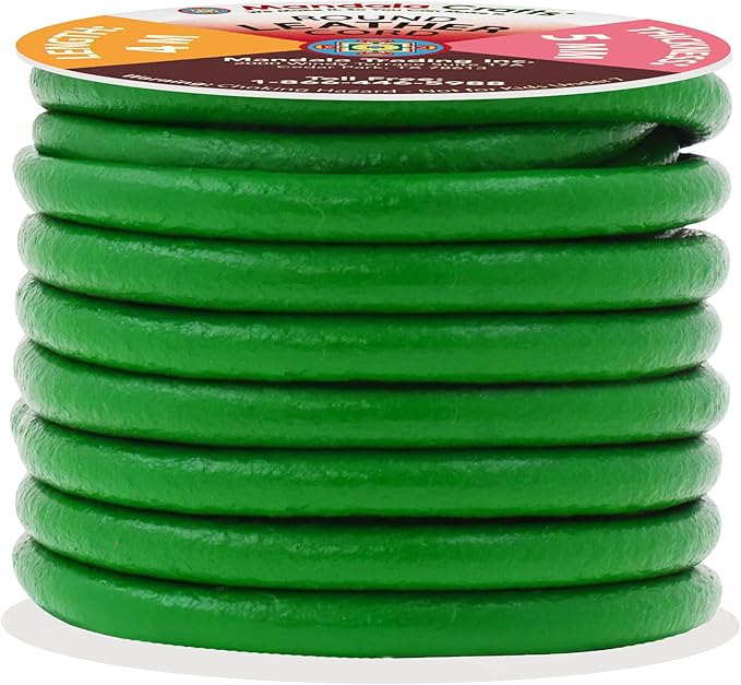 Mandala Crafts Round Genuine Green Leather Cord - Image 2