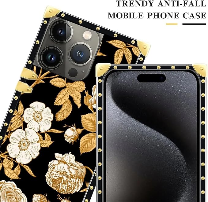 Compatible with iPhone 16 Pro Max Case, Blooming Rose Golden Flower Luxury - Image 4
