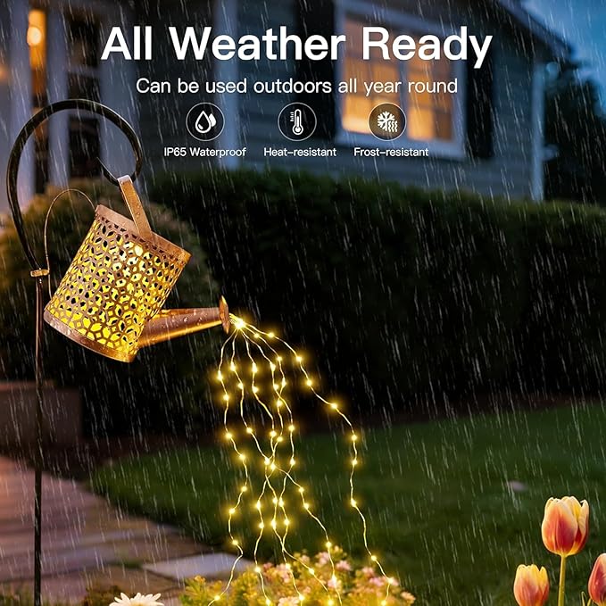Ollny Solar Watering Can with Cascading Lights Outdoor Garden Decor, Birthday - Image 8