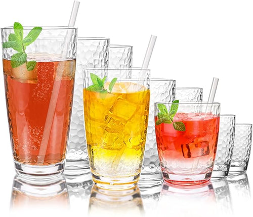 9 Pcs Plastic Drinking Tumblers Set of 14/18/24 oz, Acrylic Drinking Glasses by Zioffiel