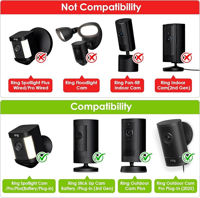 2Pack Flexible Twist Mount for Ring Stick Up Cam Battery/Plug-in 3rd Gen/Ring - Image 2