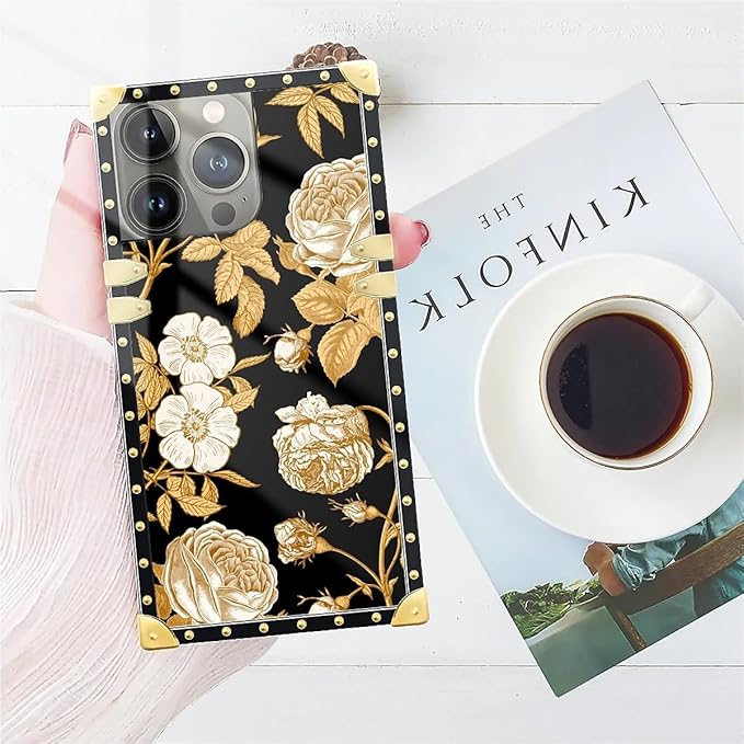 Compatible with iPhone 14 Pro Max Case, Blooming Rose Golden Flower Luxury - Image 7