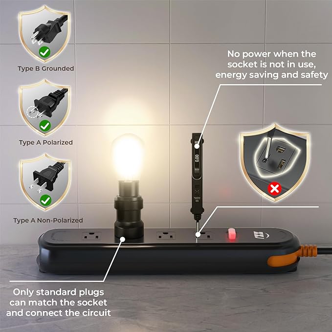 Outdoor Power Strip Weatherproof, 7-in-1 Surge Protector - Image 5