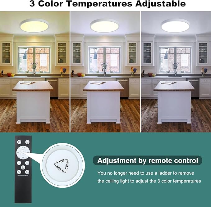 12 Inch Motion Sensor Ceiling Light Indoor, 24w Flush Mount Light Fixture Round - Image 4