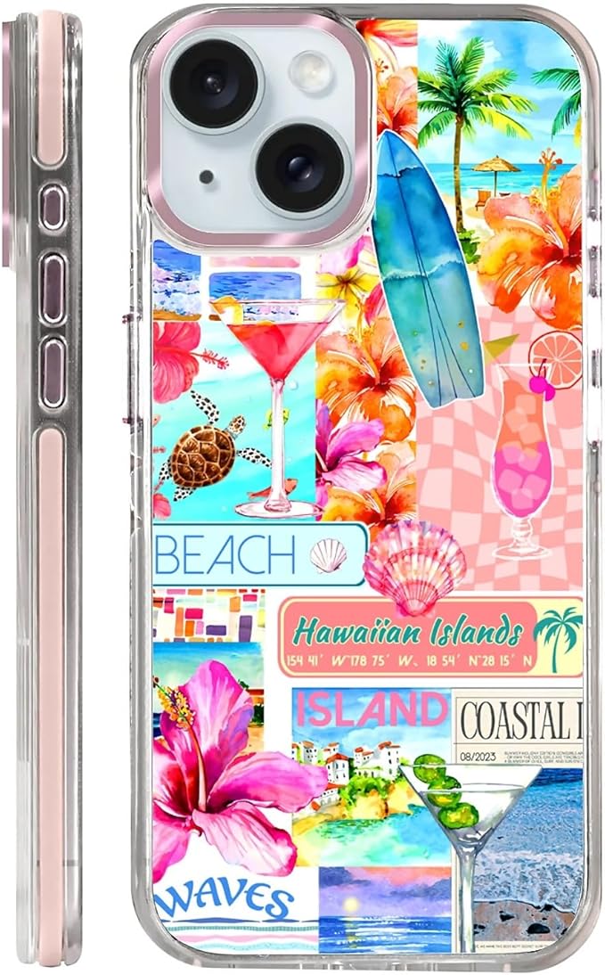 Case for iPhone 15, Coastal Beach Cover Coquette Collage Phone Case Design，for by Toulas
