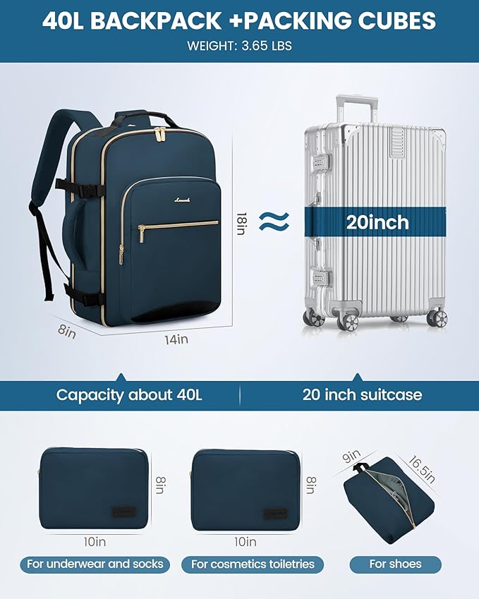LOVEVOOK Travel Backpack for Women & Men 40L, Airline Approved Carry On - Image 5