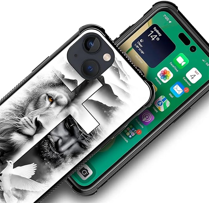for iPhone 13 Mini Case, Lion Cross Jesus Christ Dove Pattern Made of Soft - Image 3