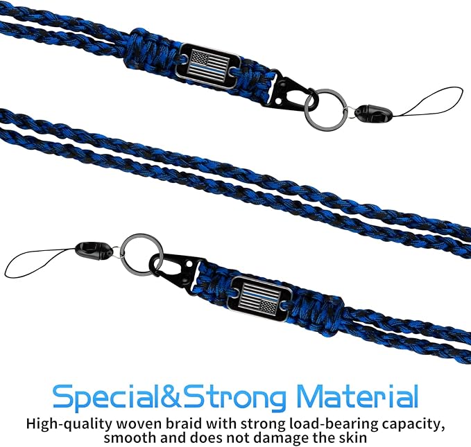 Thin Blue Line Paracord Key Lanyard - Image 4