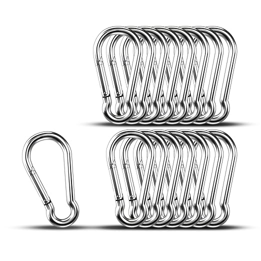 Carabiner Clip Hooks, 304 Stainless Steel Spring Snap Hook Fits Camping Hiking by KINLINK