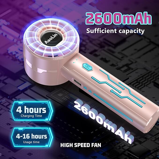 Portable High Speed Mini Handheld Fan, USB Rechargeable Neck Personal Mini Fan - Image 4