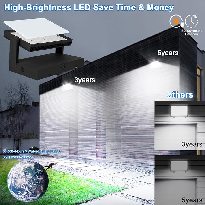ledmo 150W Outdoor LED Flood Light Switch Control Full 360 Rotation Exterior - Image 7