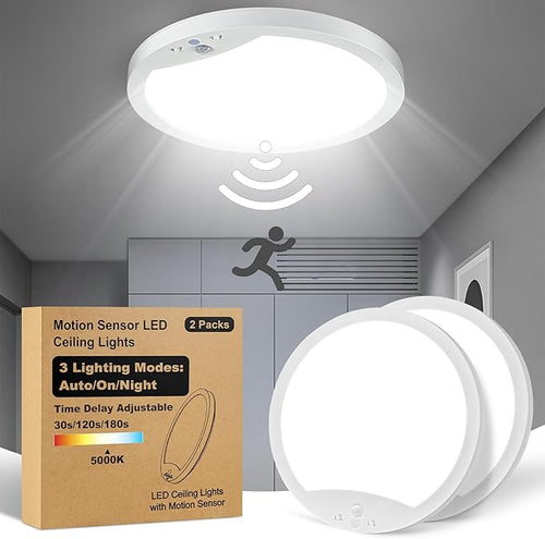 2-Pack Motion Sensor Ceiling Lights Hard-Wired, 9Inch Indoor Motion Activated by GOZIG
