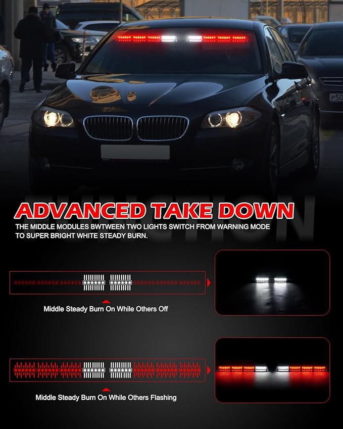 HLauto 604N Emergency Dash Strobe Lights: 2x16.8 inch Red Security Light w/Take - Image 3