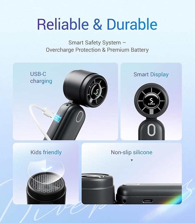 Diveblues Handheld Fan, 30ft/s Mini Portable Turbo Fan, 4000mAh Personal Fan - Image 6
