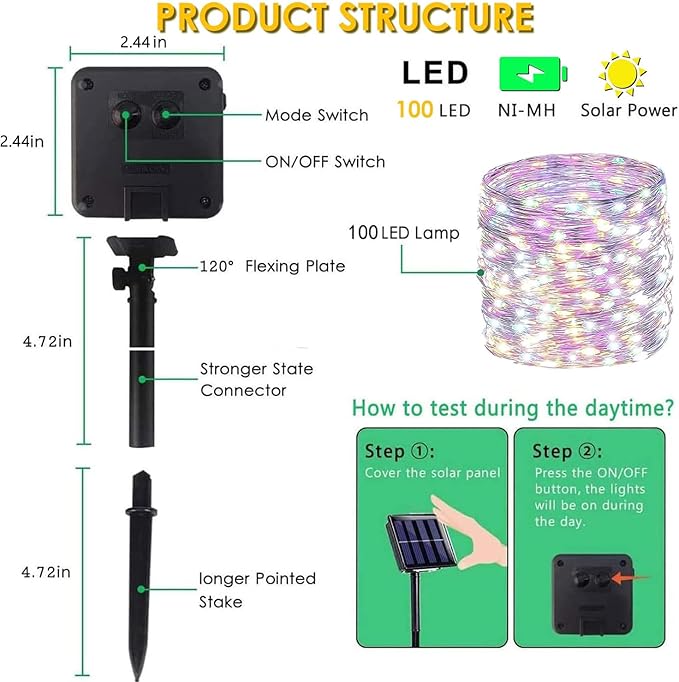 Solar String Lights Outdoor, 2 Pack Total 80FT 200 LED Solar Christmas Twinkle - Image 6