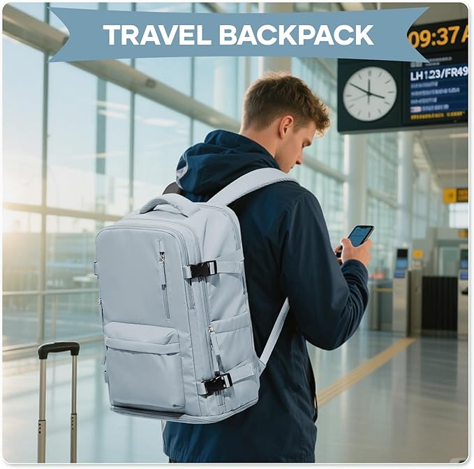 WONHOX Large Travel Backpack Carry on Flight Approved Laptop Work Business - Image 7
