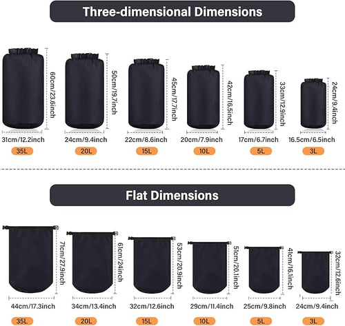 6 Pcs Waterproof Dry Bag Sack Lightweight Outdoor Dry Bags 35 L, 20 L, 15 L - Image 2
