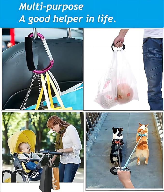 3PCS Stroller Hooks, 5.2'' Large Carabiner Clip - Image 4