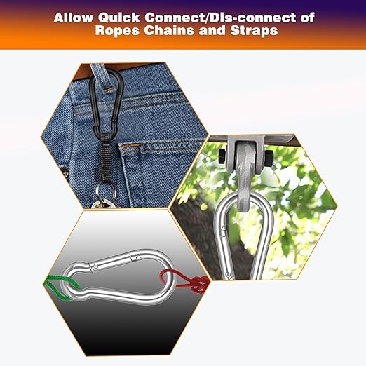 20PCS M8 Heavy Duty Carabiner Clip, 3Inch Snap Hook Quick Link Small Carabiner - Image 6