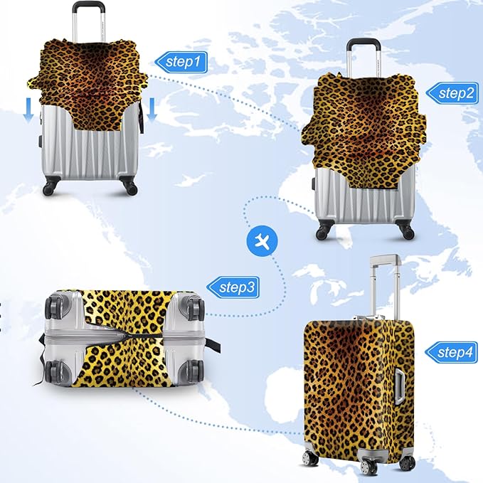 ANNA QUEEN Vintage Leopard Pattern Travel Luggage Cover -Stretchable Airplane - Image 6