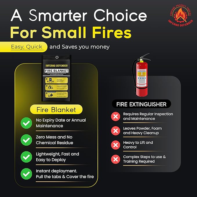 Emergency Fire Blanket For Home And Kitchen, Safe Touch Silicone Coated - Image 3