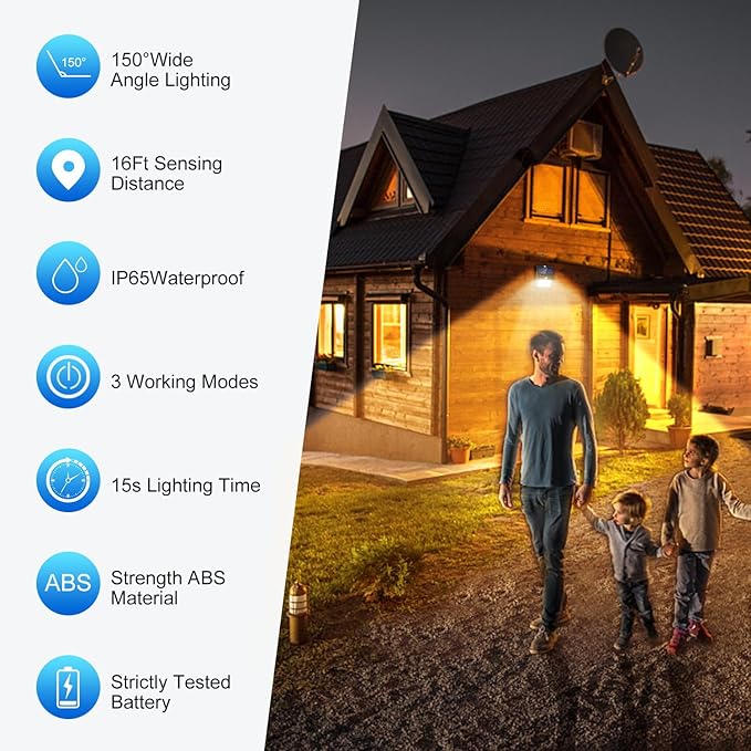 SEZAC Solar Lights Outdoor, 6 Pack Solar Motion Sensor Outdoor Lights - Image 2
