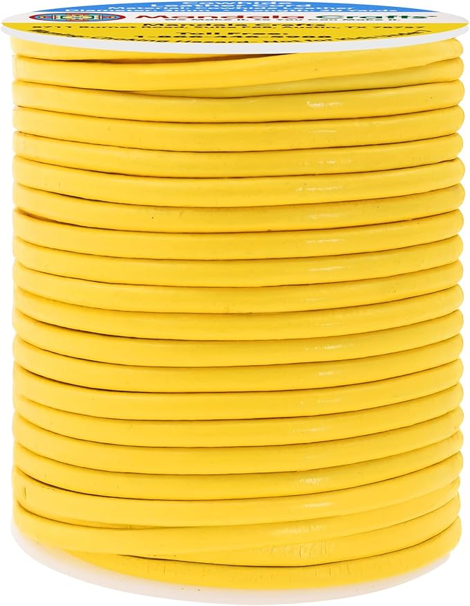Mandala Crafts Round Genuine Yellow Leather Cord - Image 2