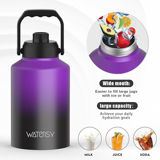 WATERSY 1 Gallon Water Bottle Insulated, BPA Free&Leak Proof, 128oz Stainless - Image 5