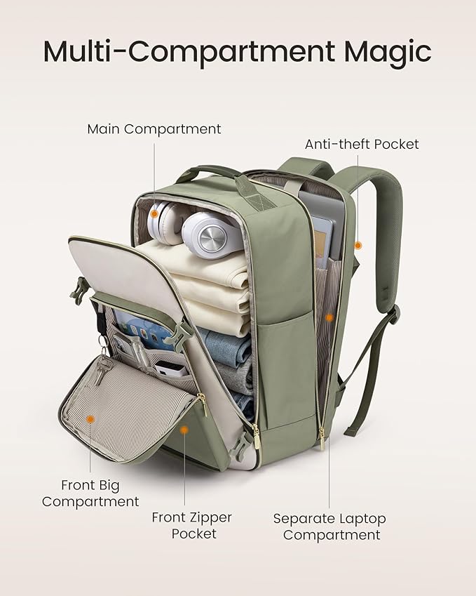 LOVEVOOK 56L Travel Backpack for Women & Men, Airline Approved Carry On Luggage - Image 3