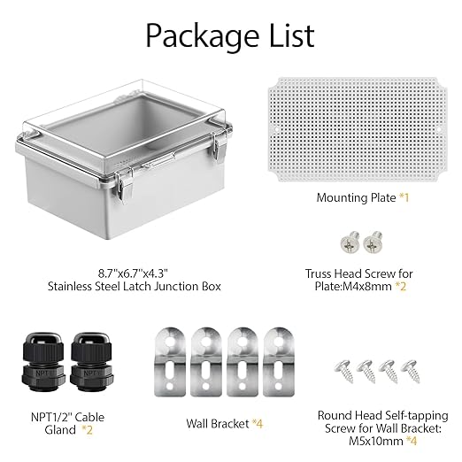 LeMotech Electrical Box, IP67 Waterproof Hinged Clear Cover Stainless Steel - Image 9