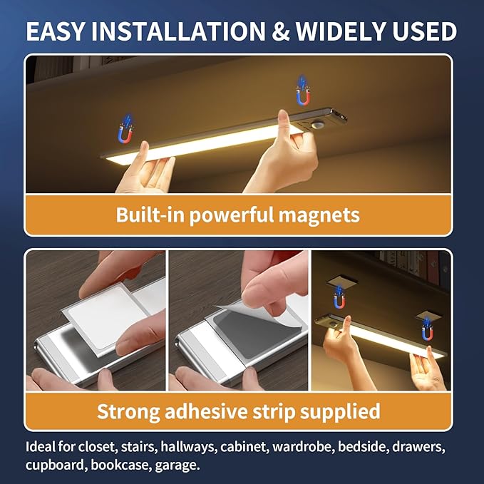 Under Cabinet Lights, 76 LED Operated Motion Sensor Light Indoor, 1500mAh USB - Image 7