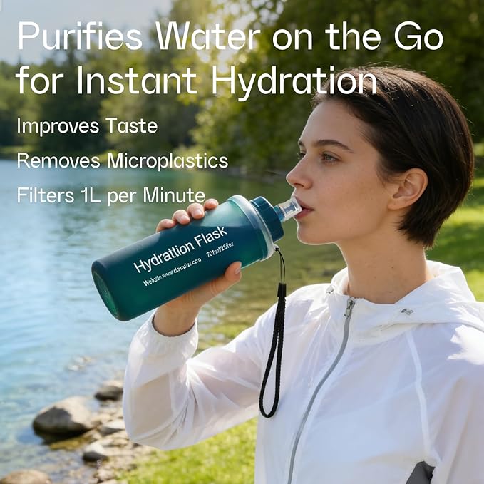 GUYI 700ml Collapsible Water Filter Bottle, Removes Impurities, BPA Free - Image 4