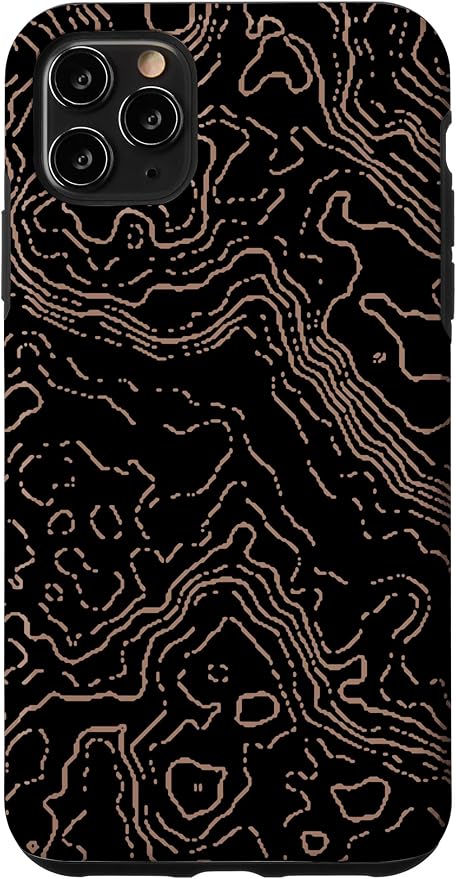 Topography Black & Brown Abstract Pattern Topographic Map Case by Unknown