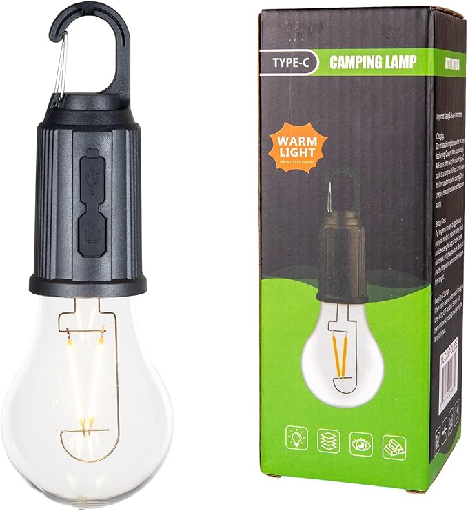 Rechargeable Camp Light, Warm White LED Globe Bulb, Battery Powered by FestiveLiving