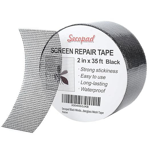 Secopad Black Window Screen Repair Tape, 2IN X 35FT Screen Repair Kit by Secopad